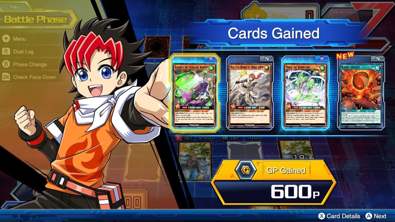 Image is the Rush Duel Victory screen, showing the cards and Goha Points gained