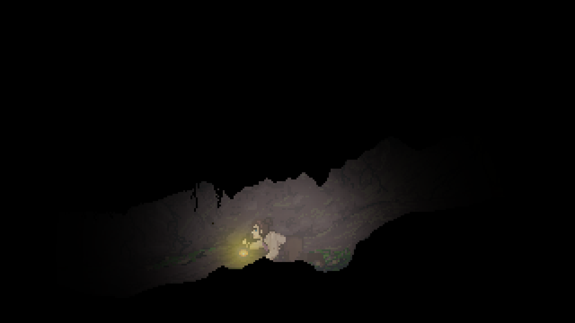 The main character crawls through a dark underground tunnel.